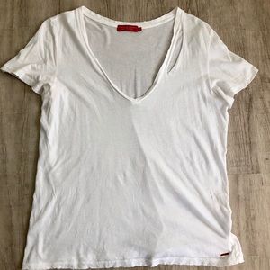 n:philanthropy distressed white V neck tee, size L